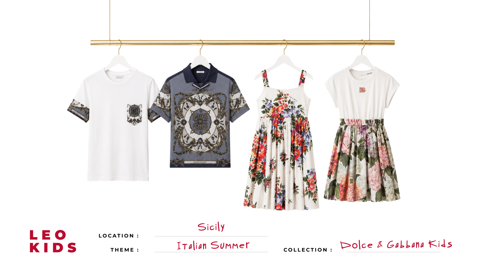 Dolce & Gabbana Kids Sicily Italian Summer — letnie ubrania dla dzieci: koszule, sukienki w kwiatowy wzór, Leo Kids Warszawa