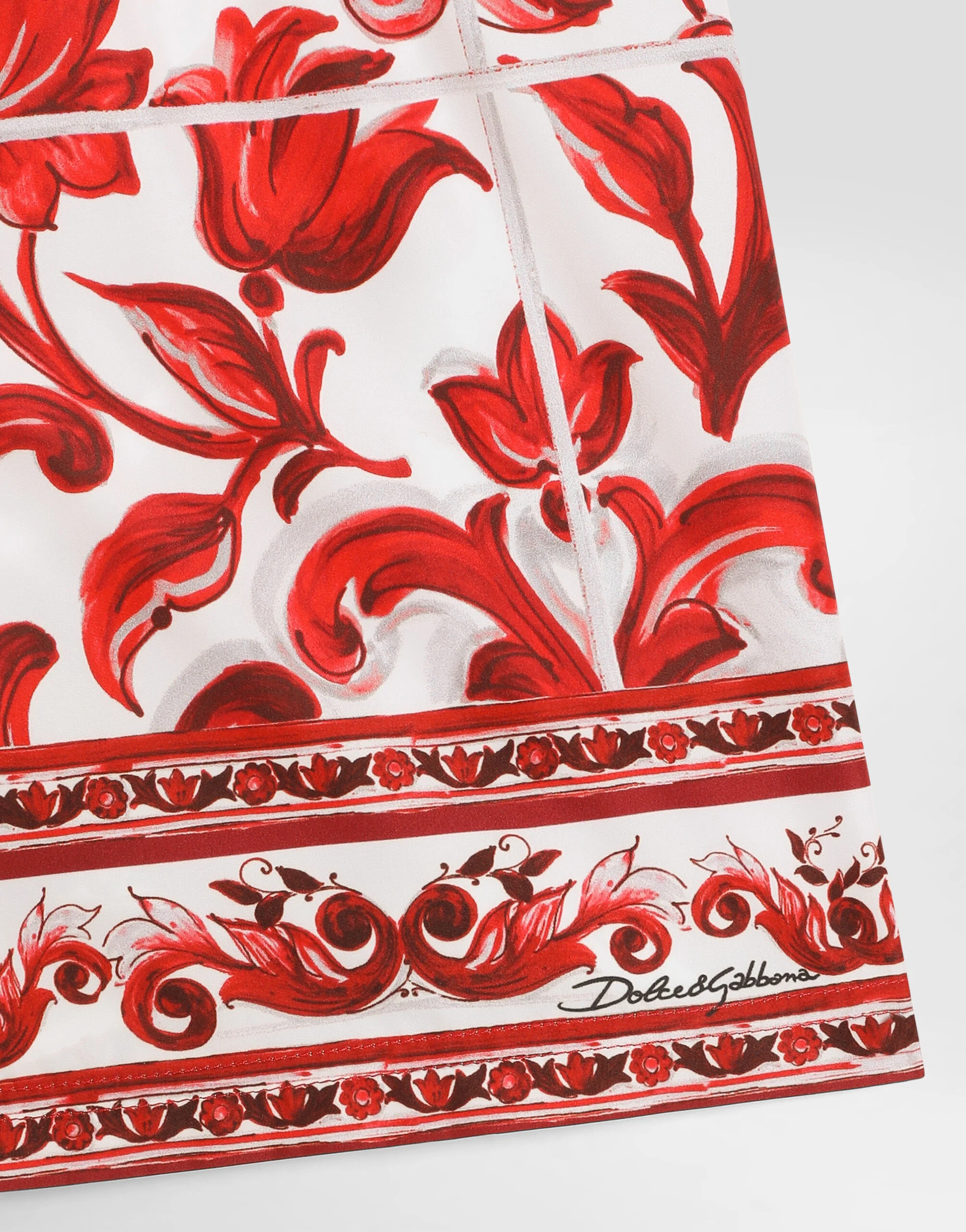 Dolce & Gabbana Kids Chłopięce bokserki kąpielowe z nylonu z nadrukiem Majolica - 4