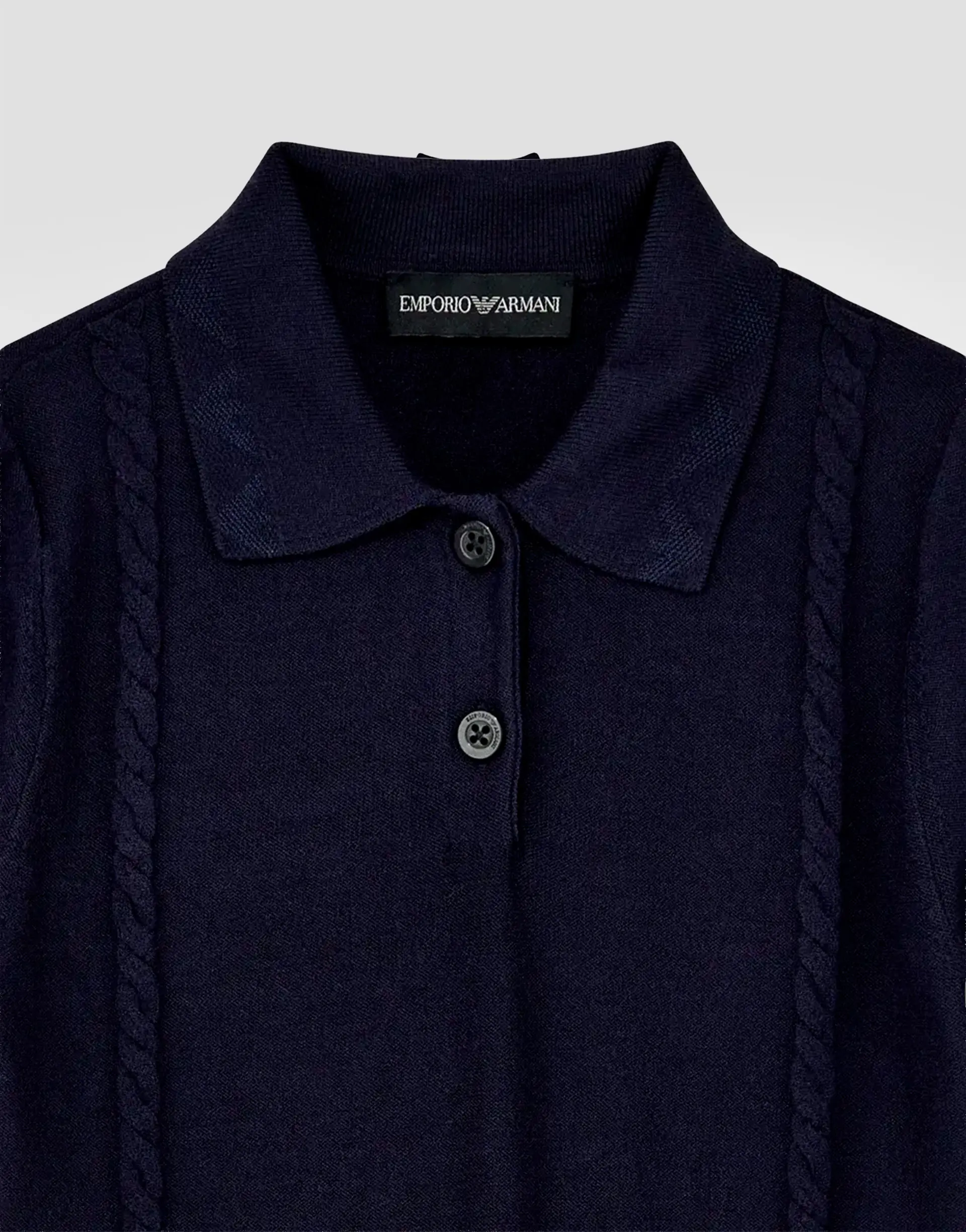 Emporio Armani Dziecięca sukienka z dzianiny z kołnierzem polo i plisowaną spódnicą - 3