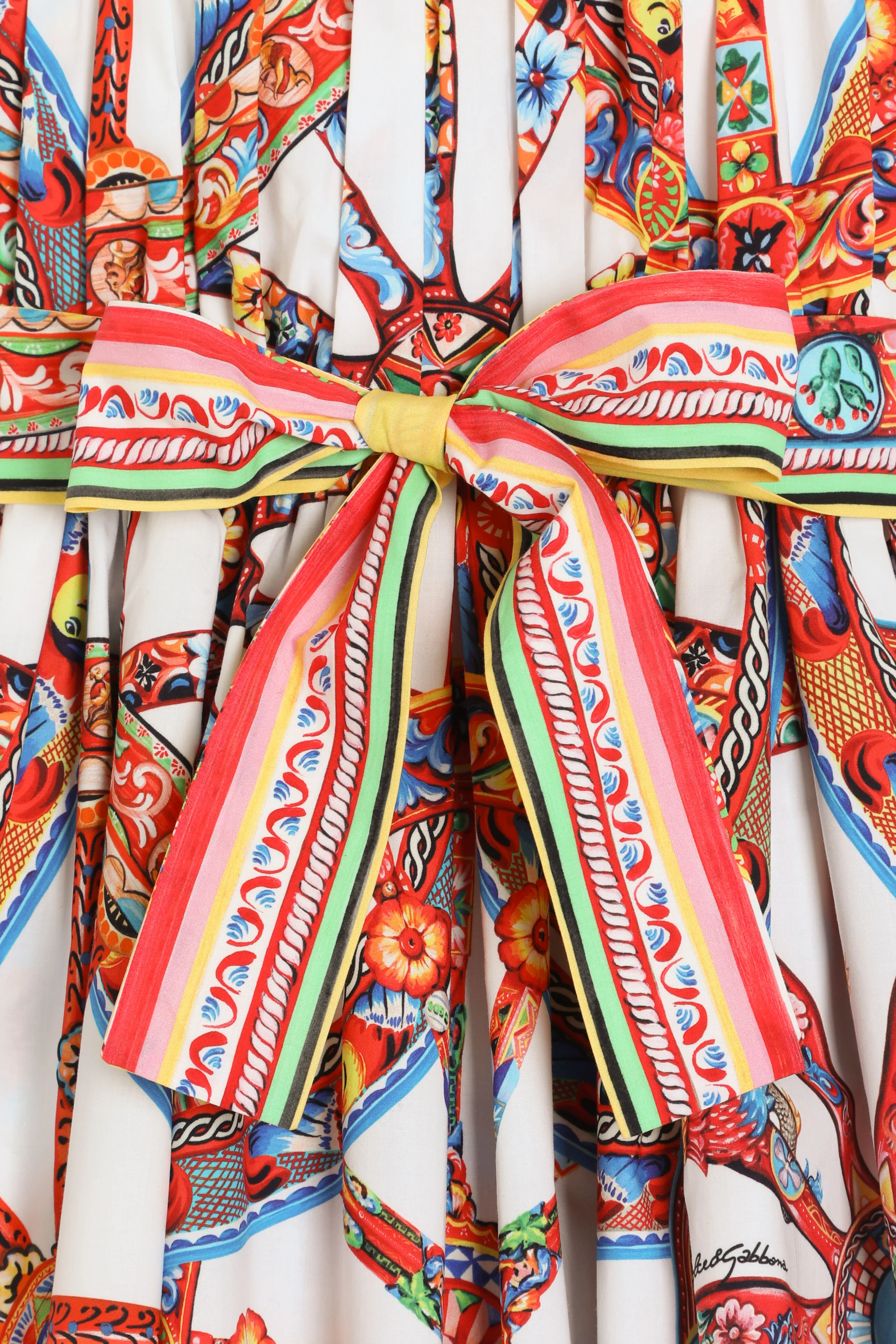 Dolce & Gabbana Kids Dziewczęca sukienka z popeliny z nadrukiem Carretto - 4