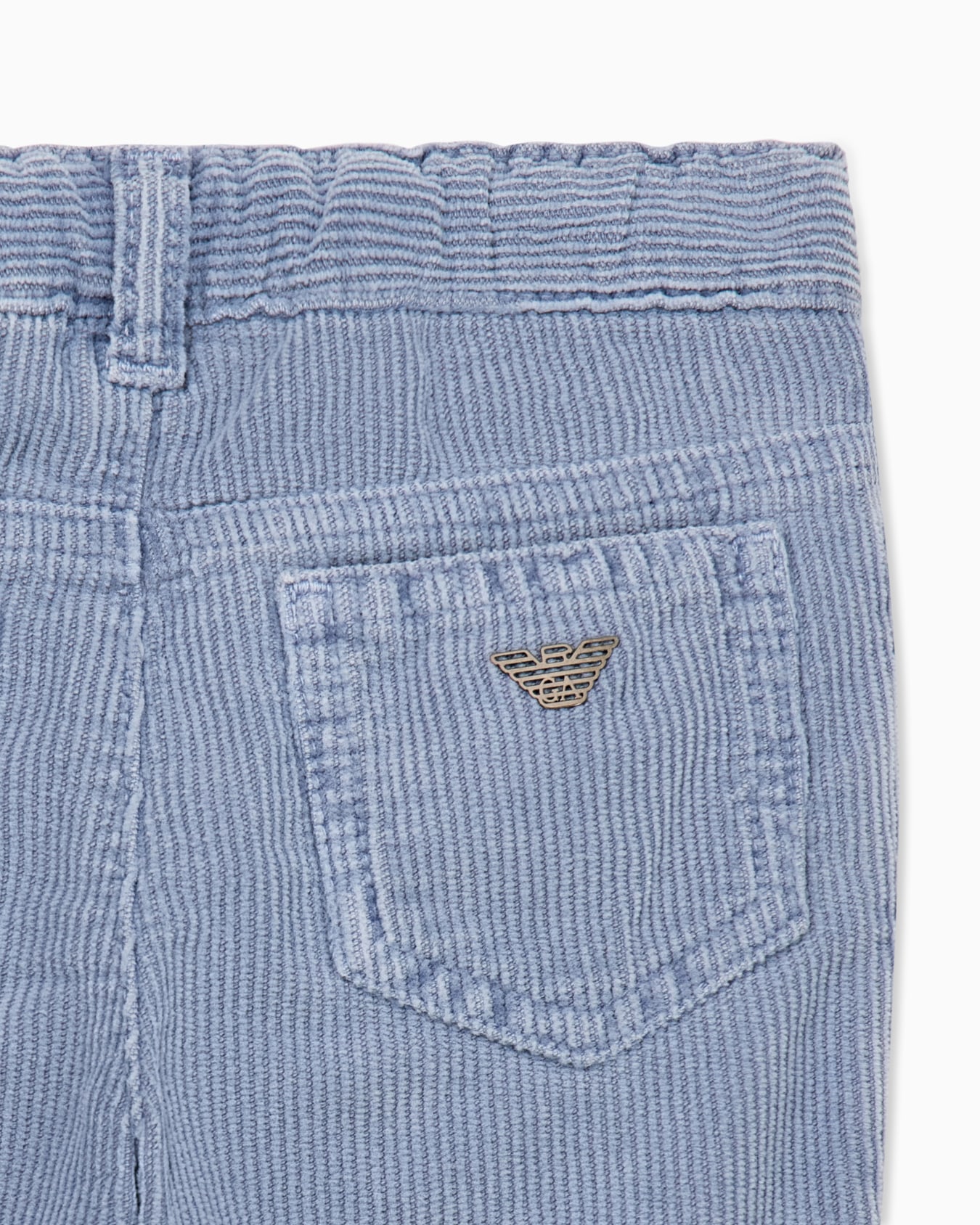 Emporio Armani Dziecięce spodnie sztruksowe z pięcioma kieszeniami i metalową plakietką z logo - 2
