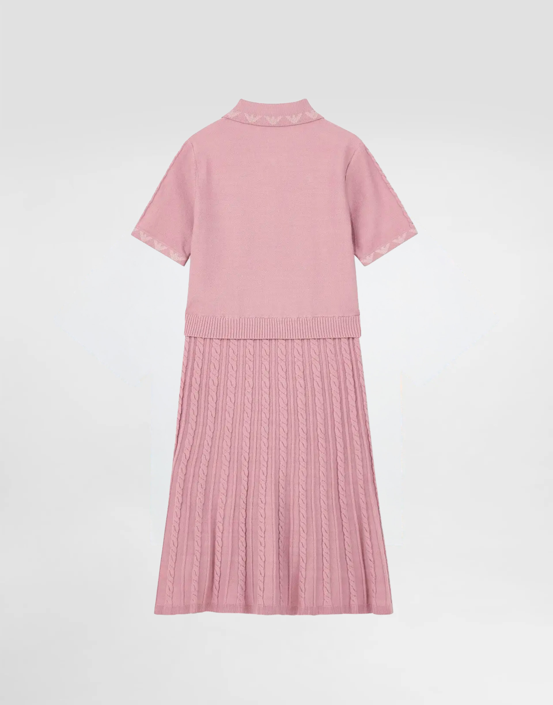 Emporio Armani Dziewczęca sukienka z dzianiny z kołnierzem polo i plisowaną spódnicą - 3