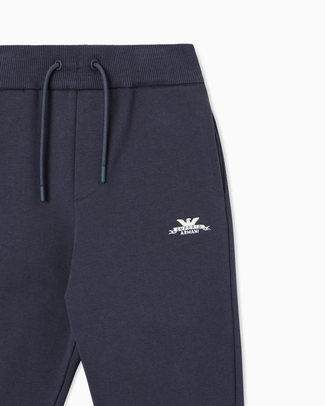Emporio Armani Dziecięce spodnie dresowe z polaru bawełnianego z haftowanym logo - 2