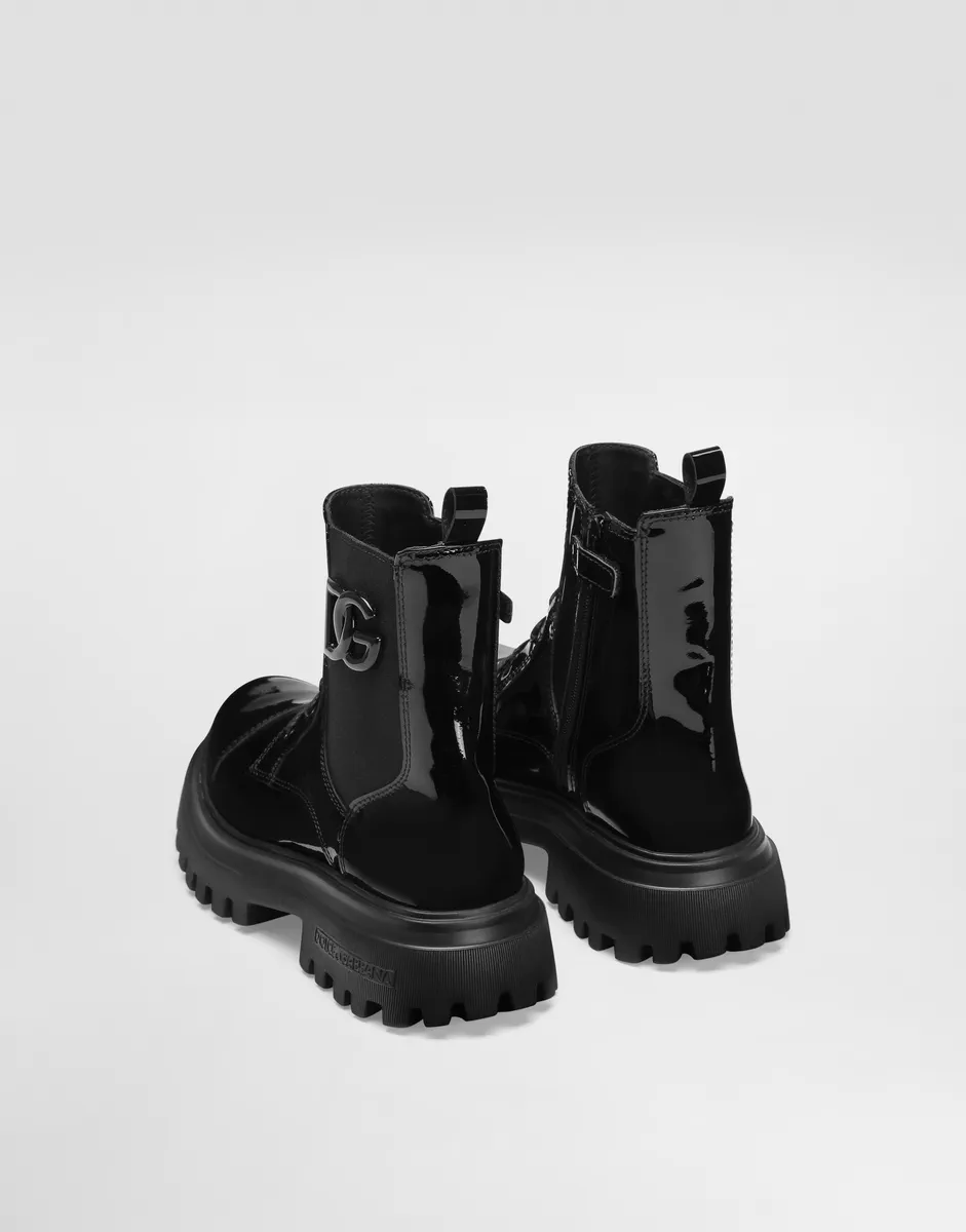 Dolce & Gabbana Kids Girls Patent Black Leather Ankle Boots - 3