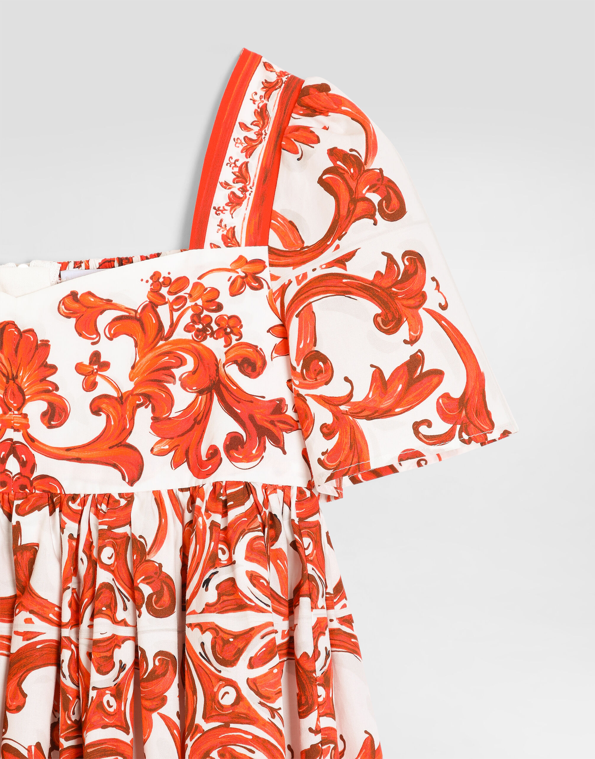 Dolce & Gabbana Kids Dziewczęca sukienka z popeliny z nadrukiem Majolica - 9