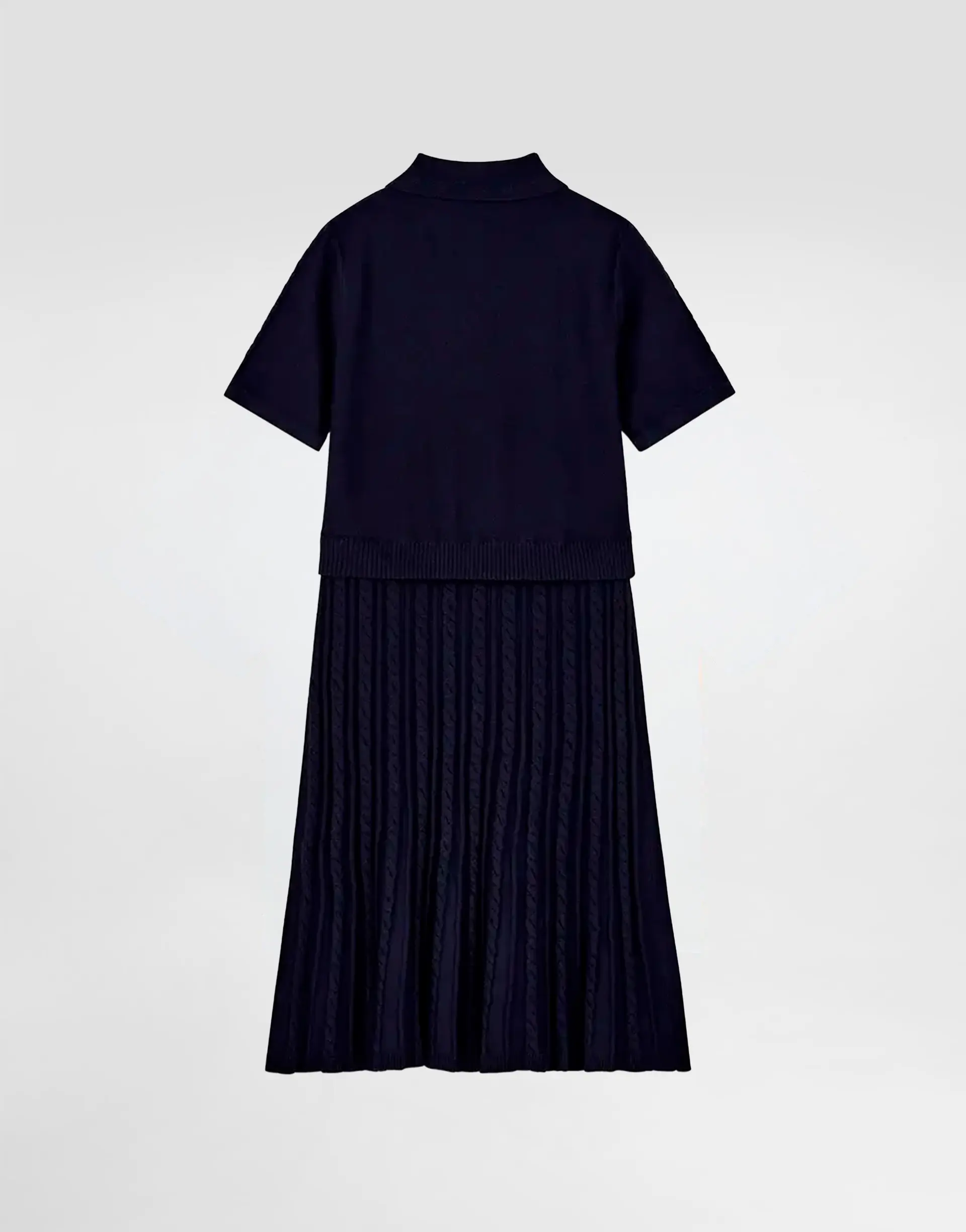 Emporio Armani Dziecięca sukienka z dzianiny z kołnierzem polo i plisowaną spódnicą - 4