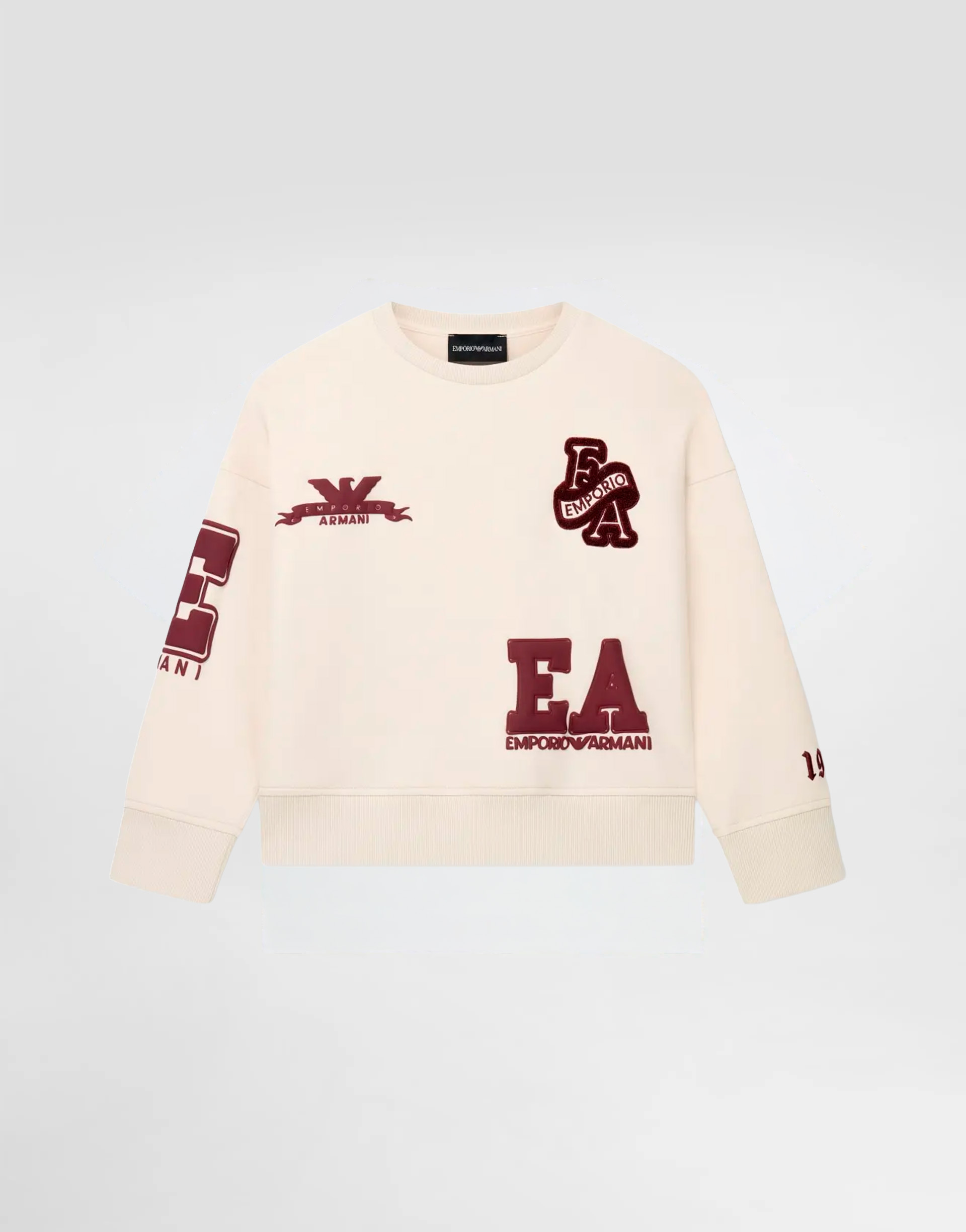 Emporio Armani Dziecięca bluza z okrągłym dekoltem z double jersey z naszywkami - 1