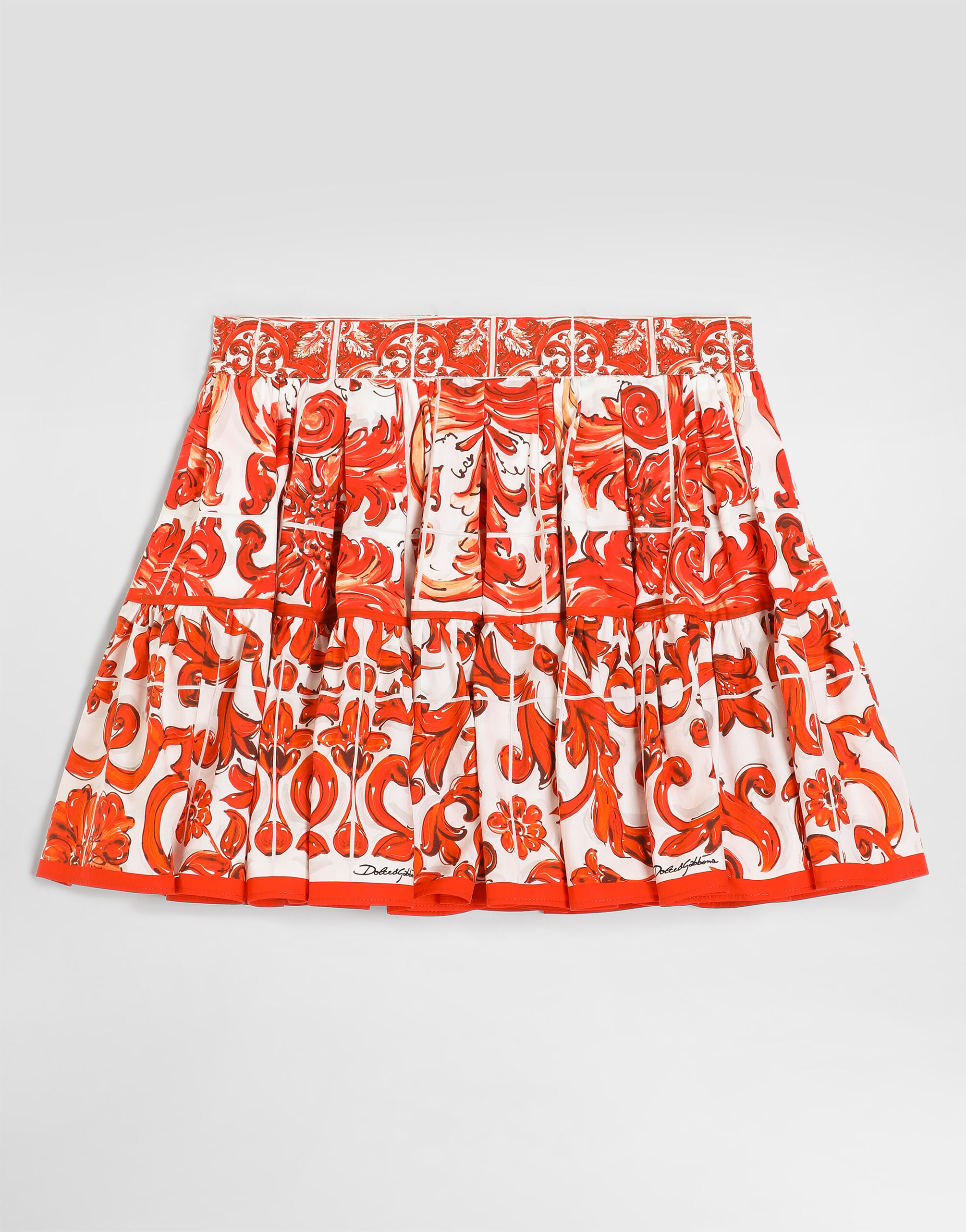 Dolce & Gabbana Kids Girls Majolica-Print Poplin Skirt - 1