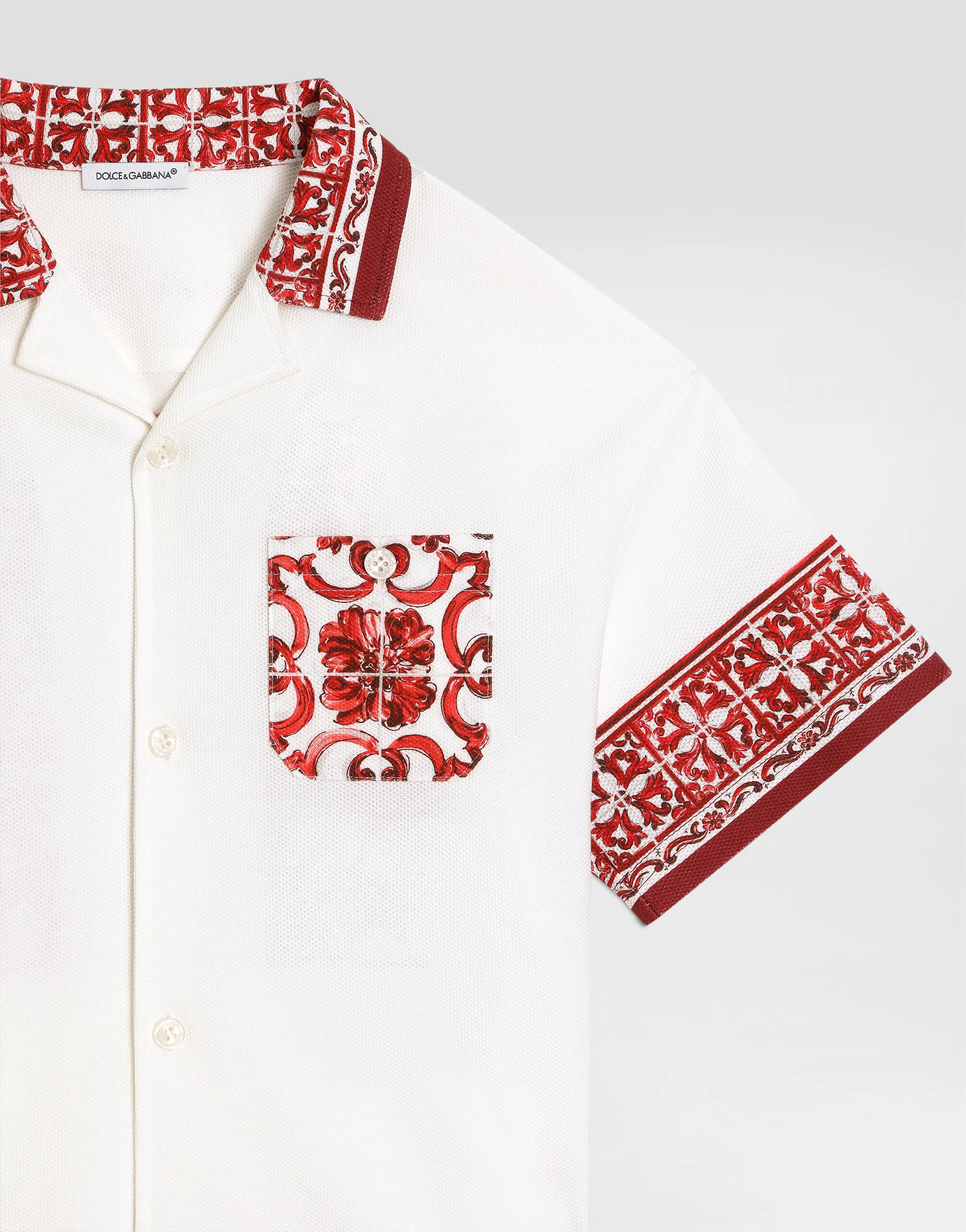 Dolce & Gabbana Kids Хлопчача сорочка Hawaii з подвійного піке з принтом Majolica - 4