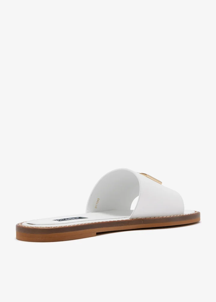 Dolce & Gabbana Kids Girls Flat Calfskin Slipper with DG Cross Logo - 3
