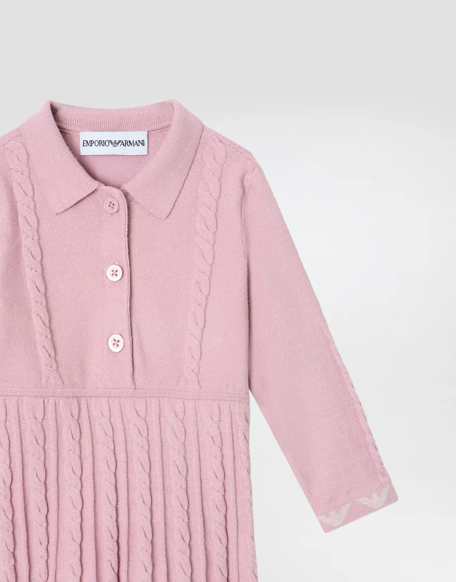 Emporio Armani Dziewczęca sukienka z warkoczowym splotem z kołnierzem - 3