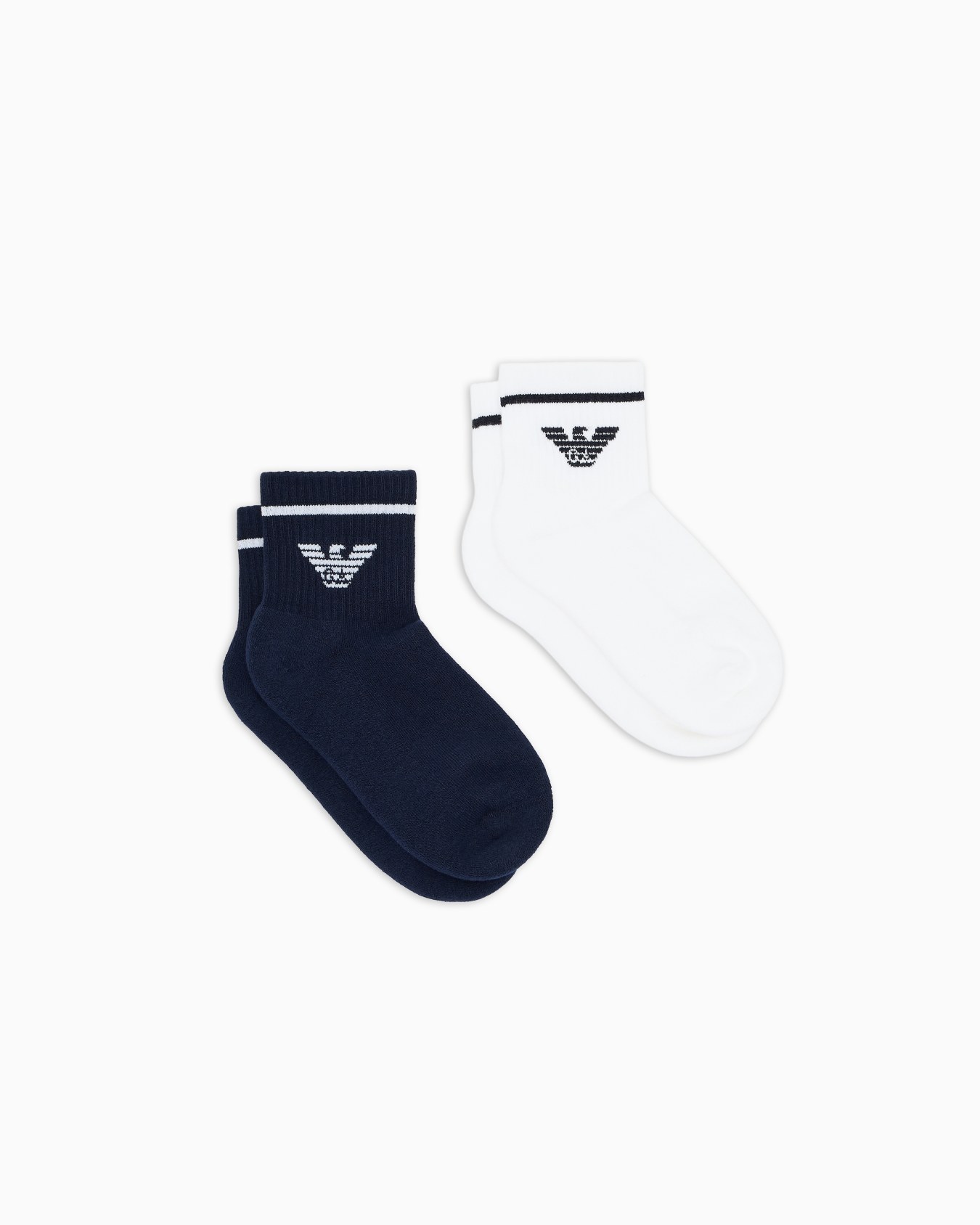 Emporio Armani Kids Two-Pack Terry Cotton Socks with Jacquard Eagle - 1