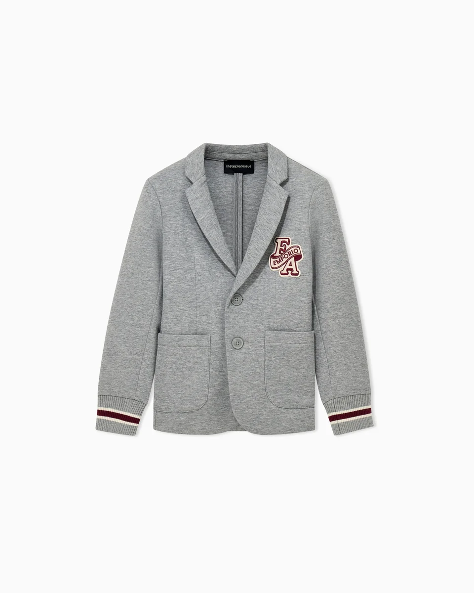 Emporio Armani Dziecięcy żakiet z żakardu double jersey z prążkowanymi mankietami - 1