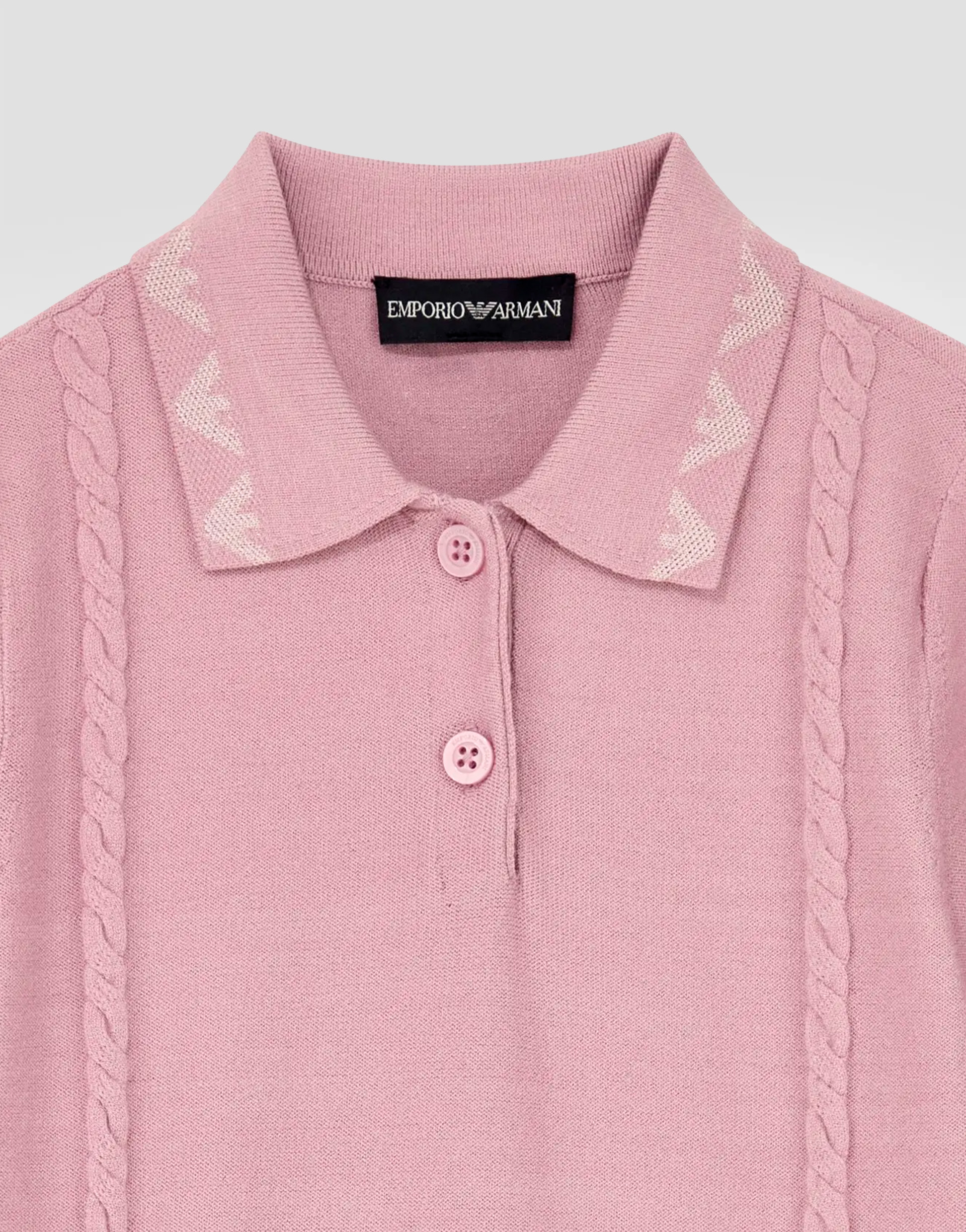 Emporio Armani Dziewczęca sukienka z dzianiny z kołnierzem polo i plisowaną spódnicą - 4