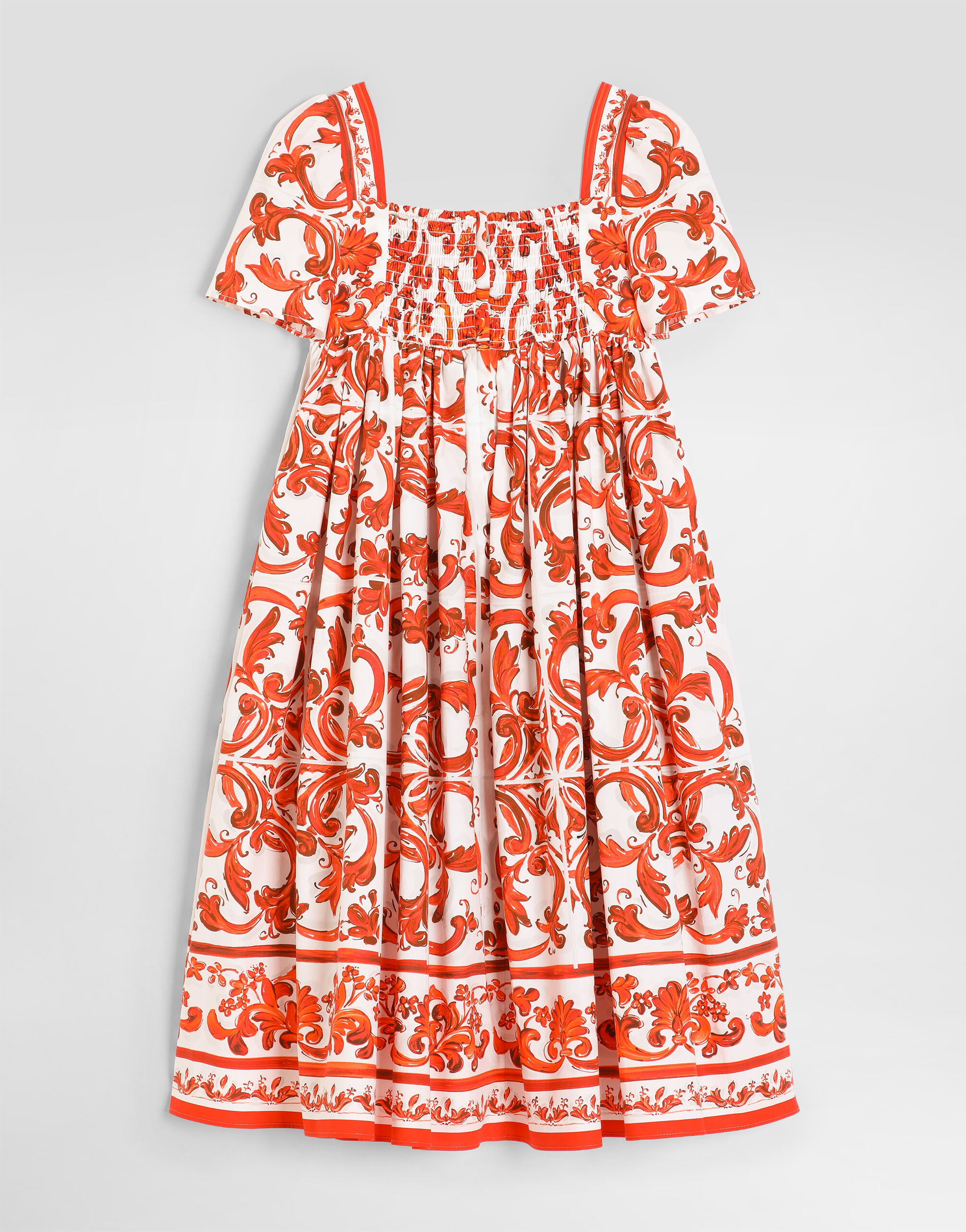 Dolce & Gabbana Kids Dziewczęca sukienka z popeliny z nadrukiem Majolica - 3
