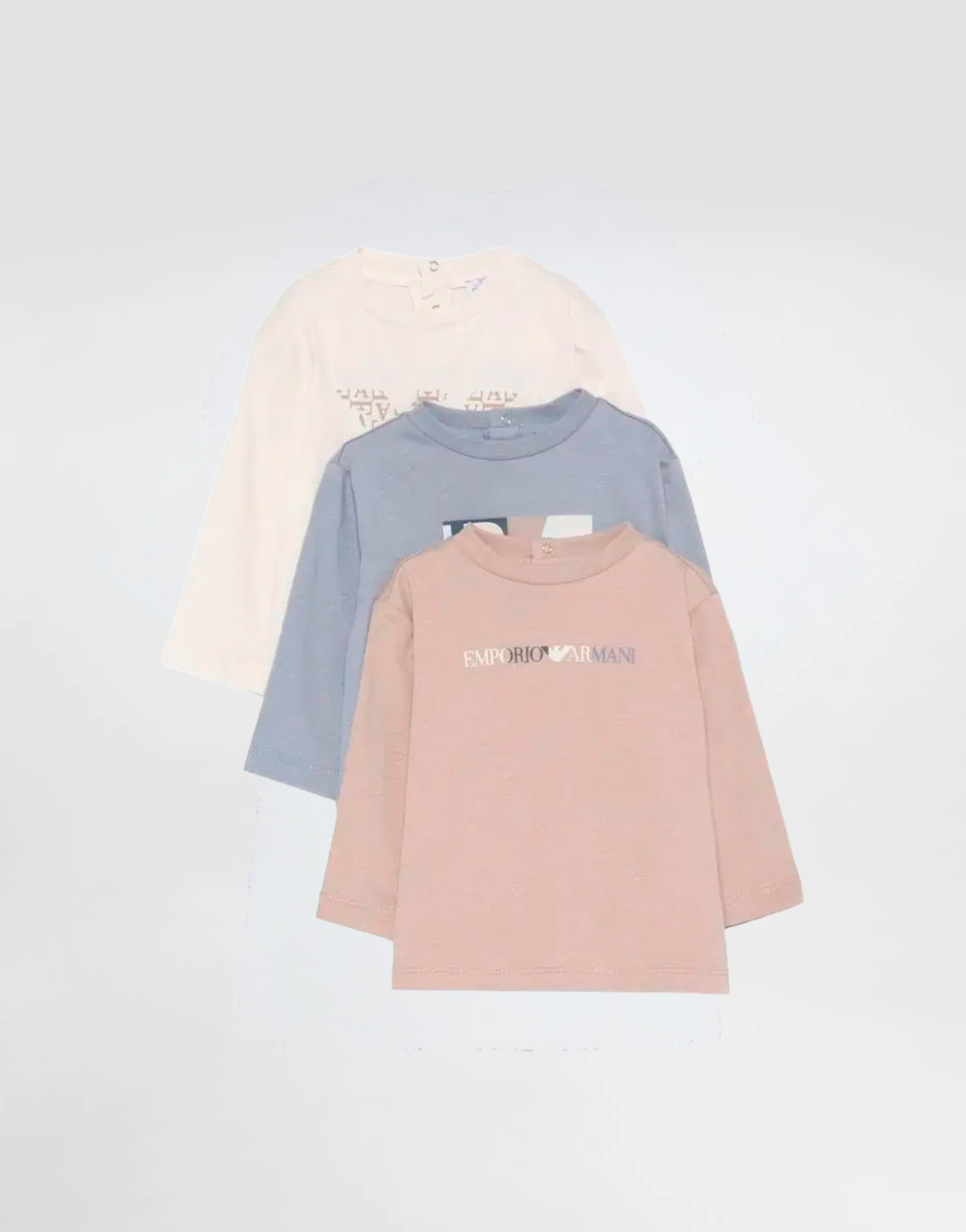 Emporio Armani Dziecięcy trzypak T-shirtów z długim rękawem z logo - 1