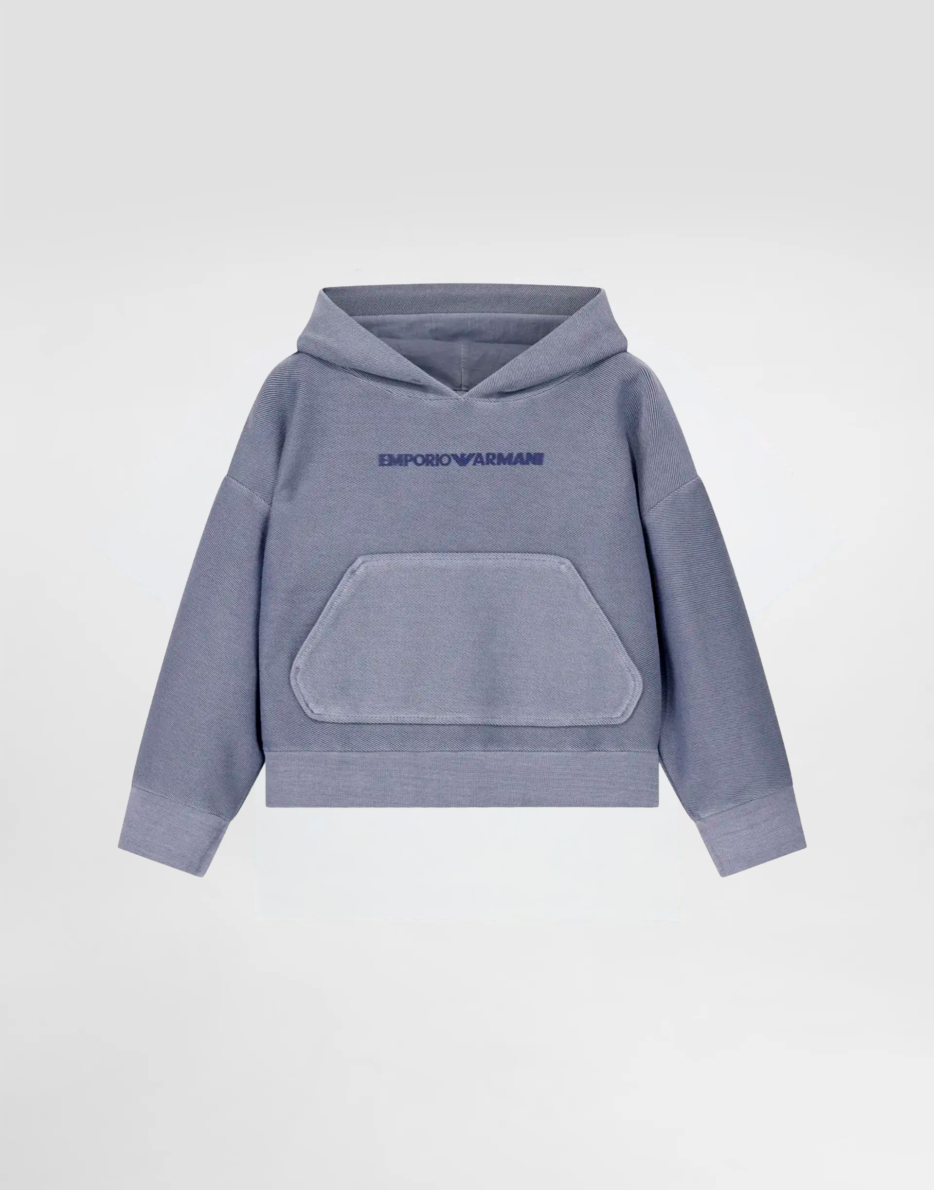 Emporio Armani Dziecięca bluza z kapturem z bawełny z teksturą ukośnego jerseyu - 1