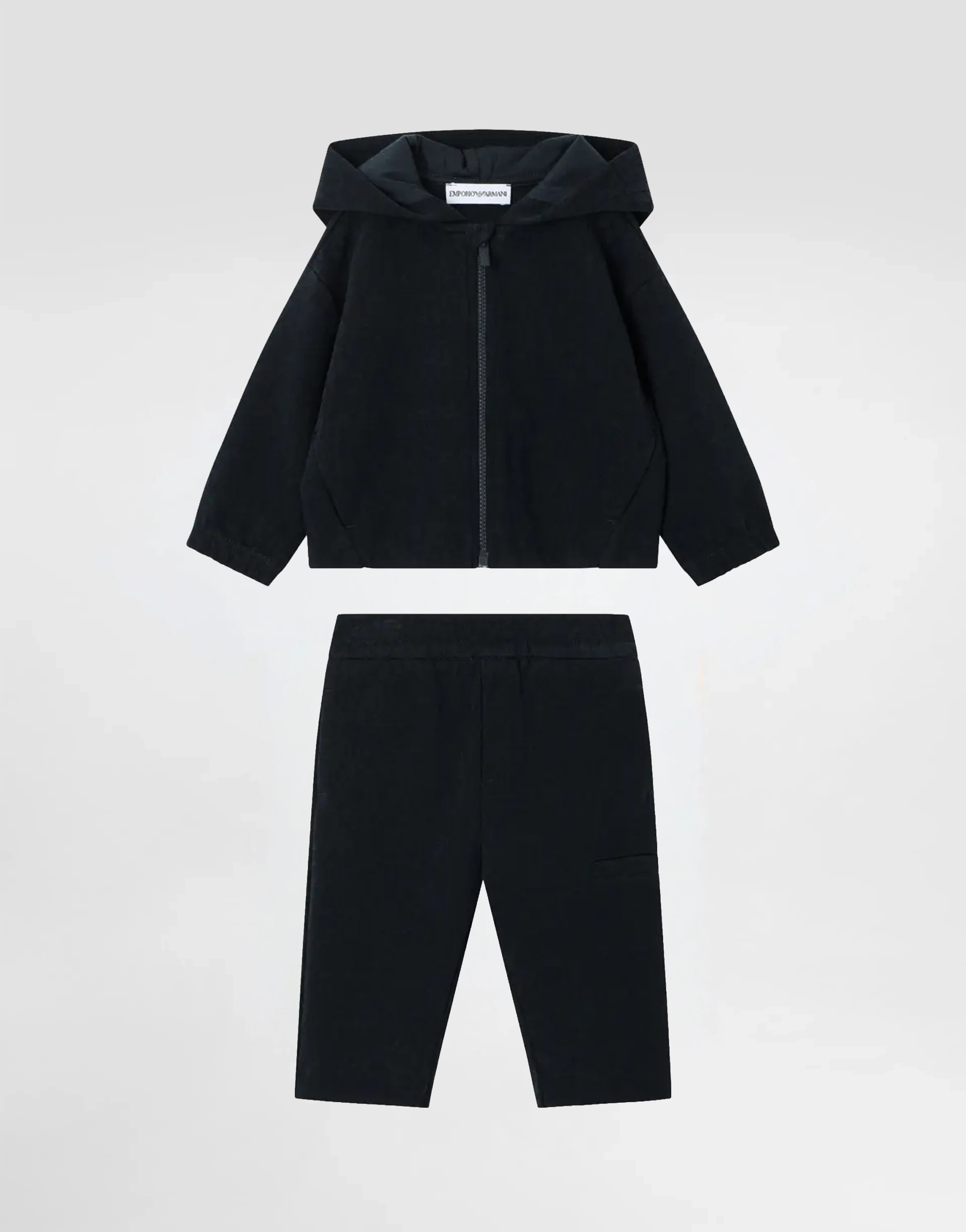 Emporio Armani Dziecięca bluza z kapturem na zamek z żakardu double jersey - 1