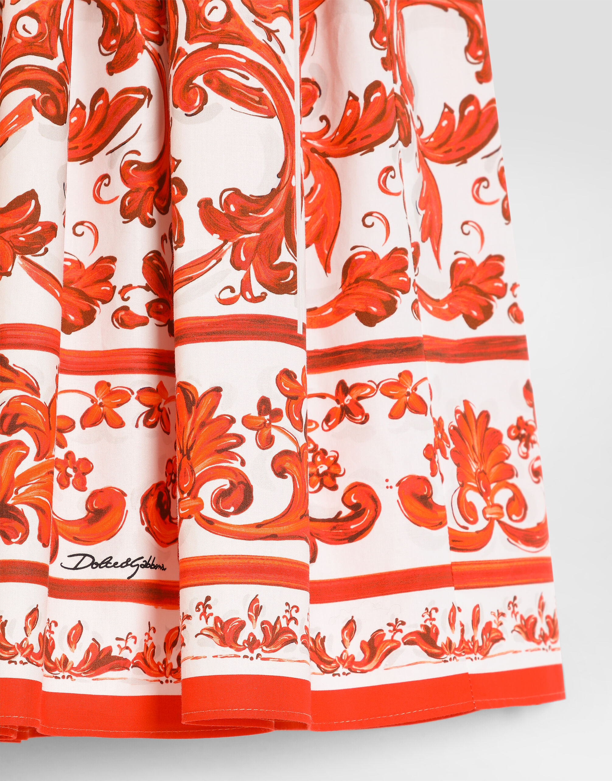 Dolce & Gabbana Kids Dziewczęca sukienka z popeliny z nadrukiem Majolica - 4
