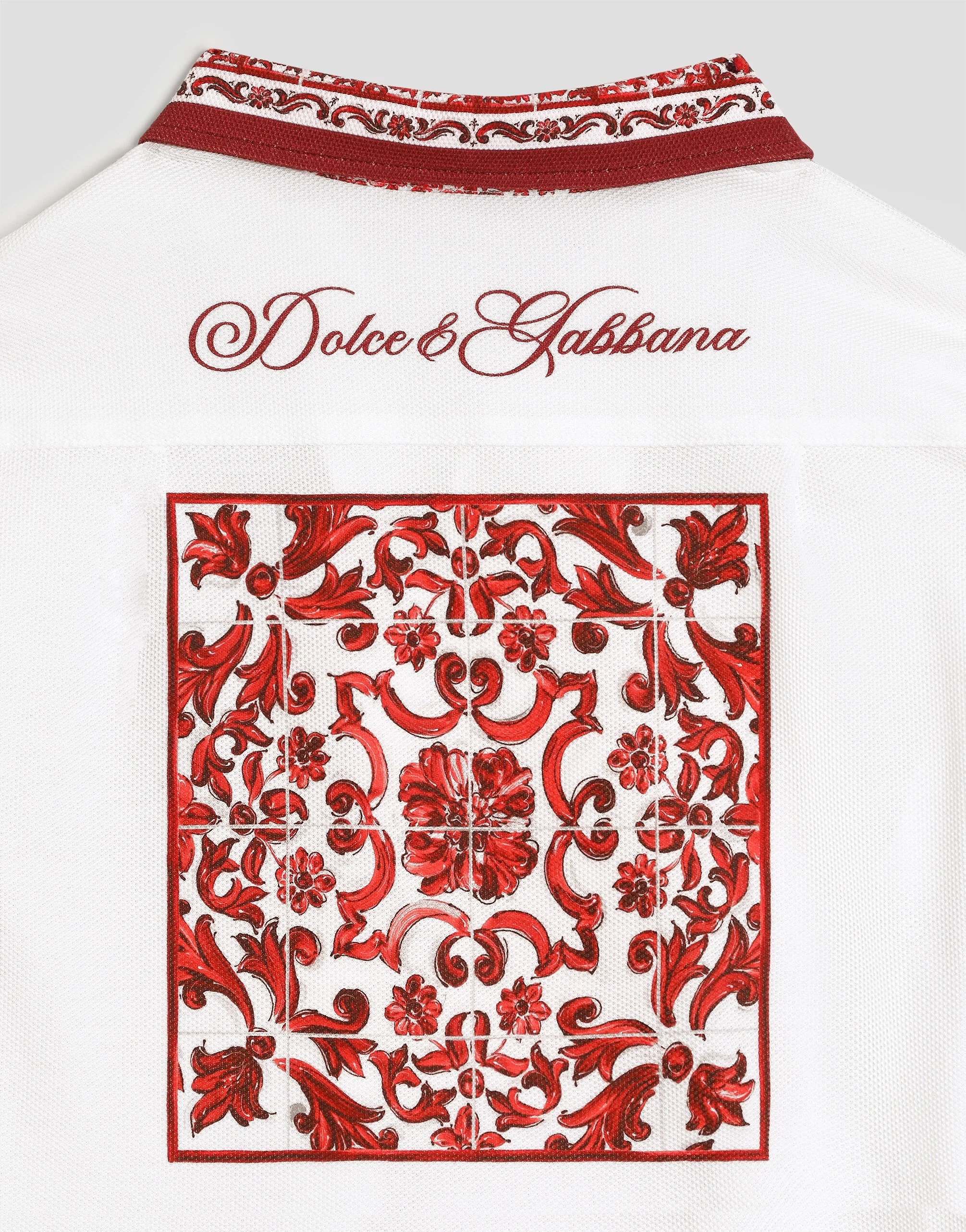 Dolce & Gabbana Kids Хлопчача сорочка Hawaii з подвійного піке з принтом Majolica - 5
